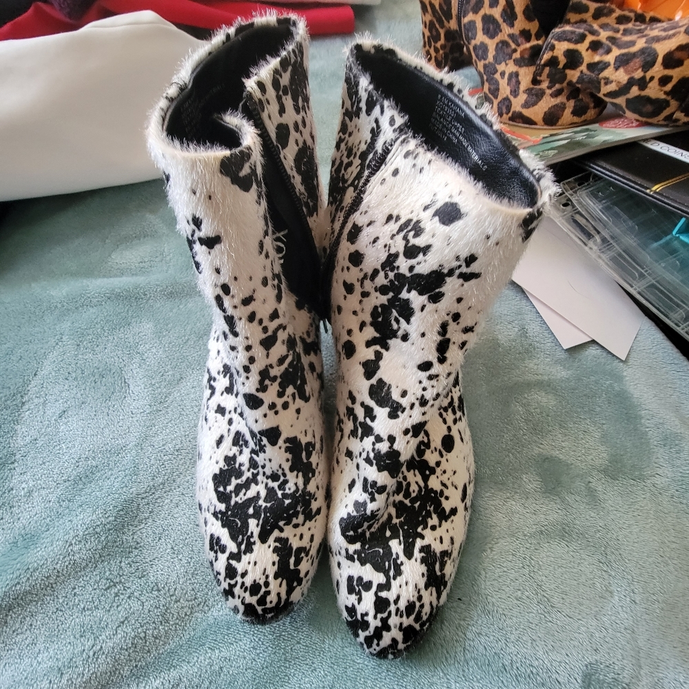 Cow print xoxo bootie